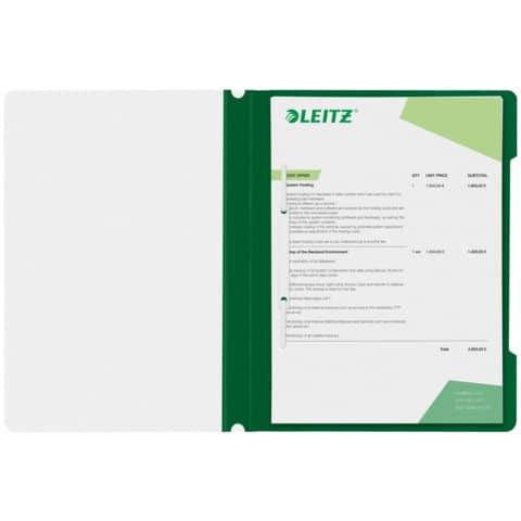 Cartellina ad aghi con clip Leitz in PVC A4 verde 41910055